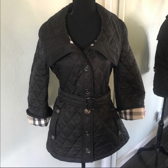 Black Women’s Burberry Quilted Belted Trench Jacket